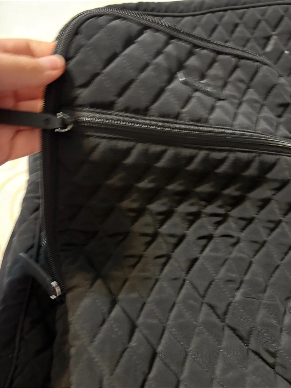 Vera Bradley Black Quilted Backpack with Polka Dot Trim